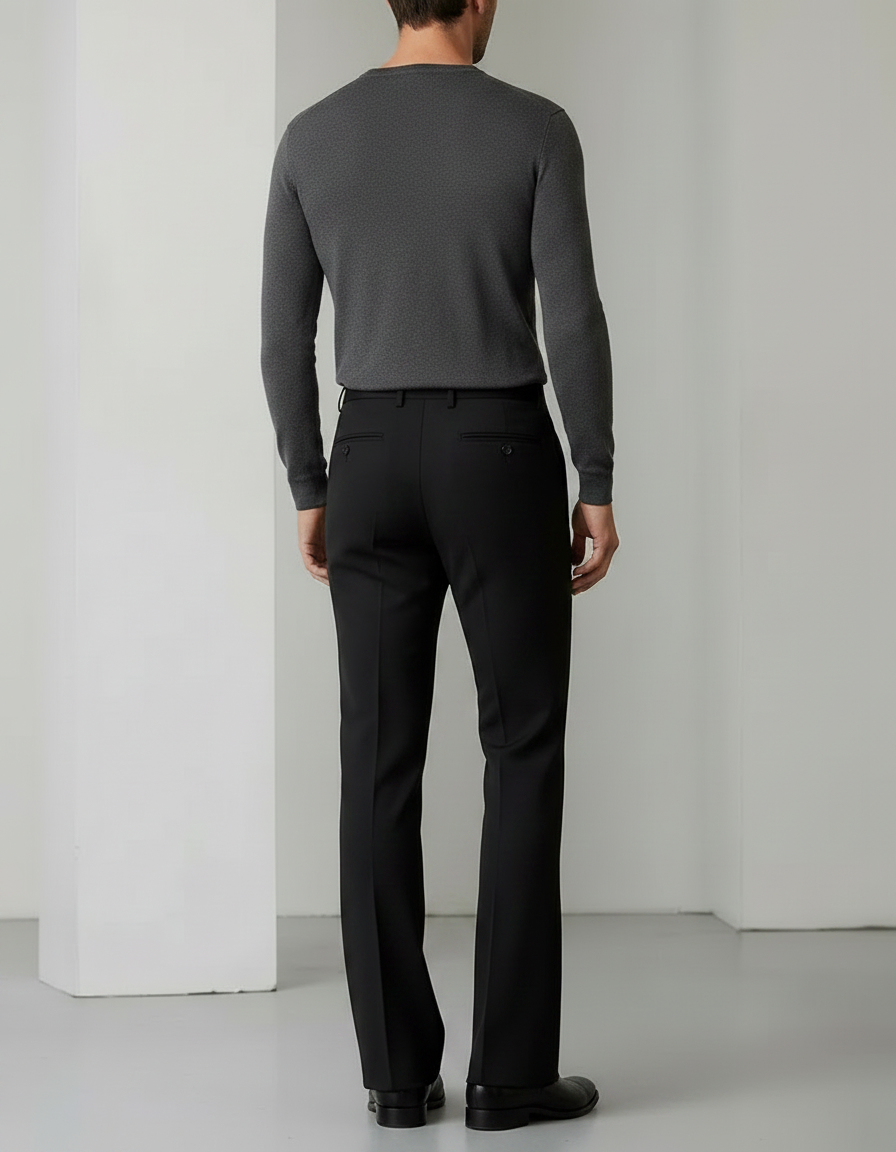 Pantalon Patte D'Éléphant Noir Homme Ajusté Élégant Classique - Polyester - vue 2