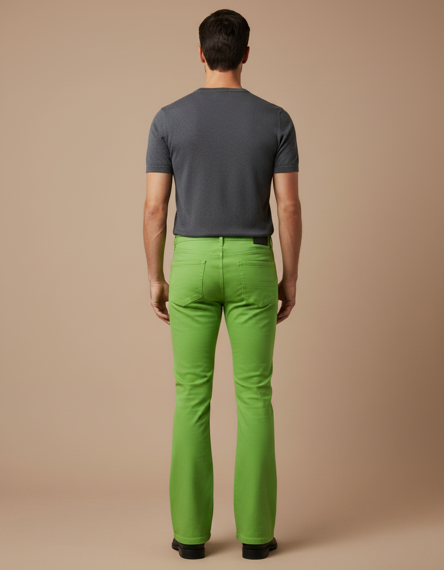 Pantalon Patte D'éléphant Homme Disco - Vert Jean - vue 2