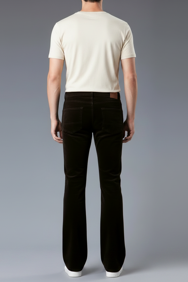 Pantalon Patte D'Éléphant Velours Côtelé Marron Homme Décontracté Évasé - vue 2