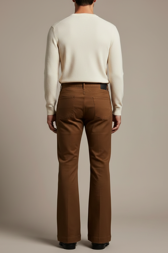 Pantalon Patte D'Éléphant Marron Vintage Décontracté Homme - Gabardine - vue 2