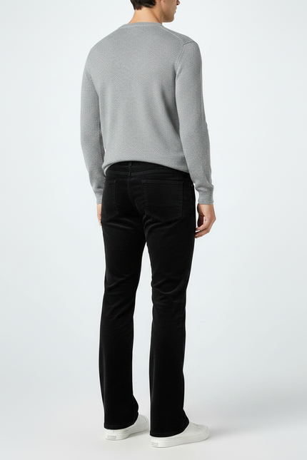 Pantalon Patte D'Éléphant Noir Côtelé Décontracté Homme Évasé - Cordé - vue 2