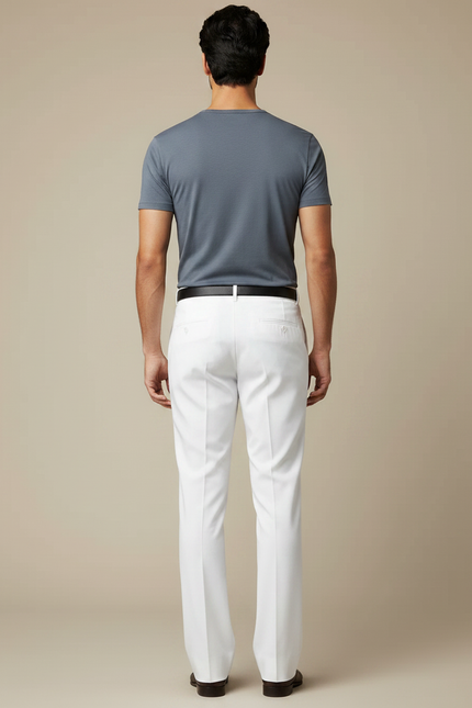 Pantalon Patte D'Éléphant Blanc Classique Homme Élégant Décontracté - Gabardine - vue 2