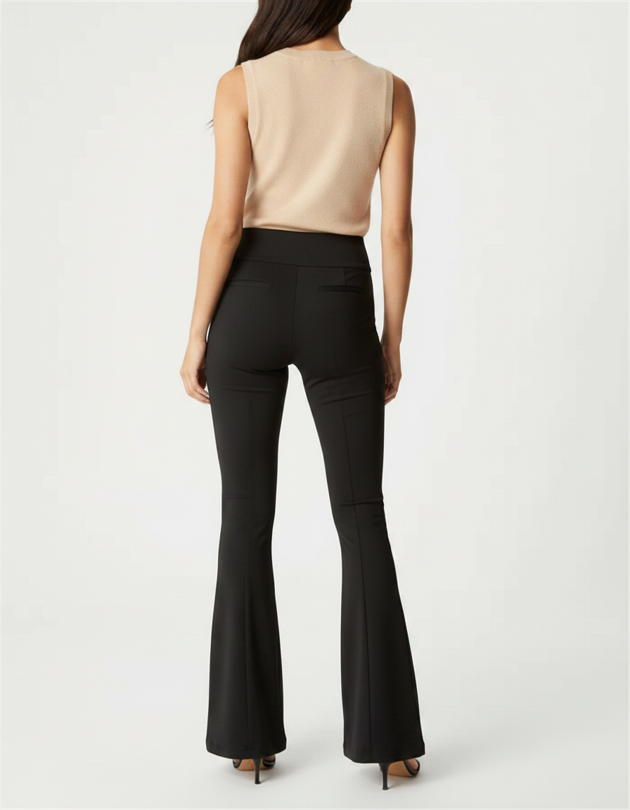 Pantalon Patte D'Éléphant Noir Évasé Fluide Taille Haute - Polyester - vue 2