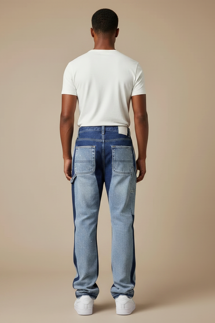 Pantalon Patte D'Éléphant Jean Bicolore Décontracté Peintures Évasé Homme - Multicolore - vue 2