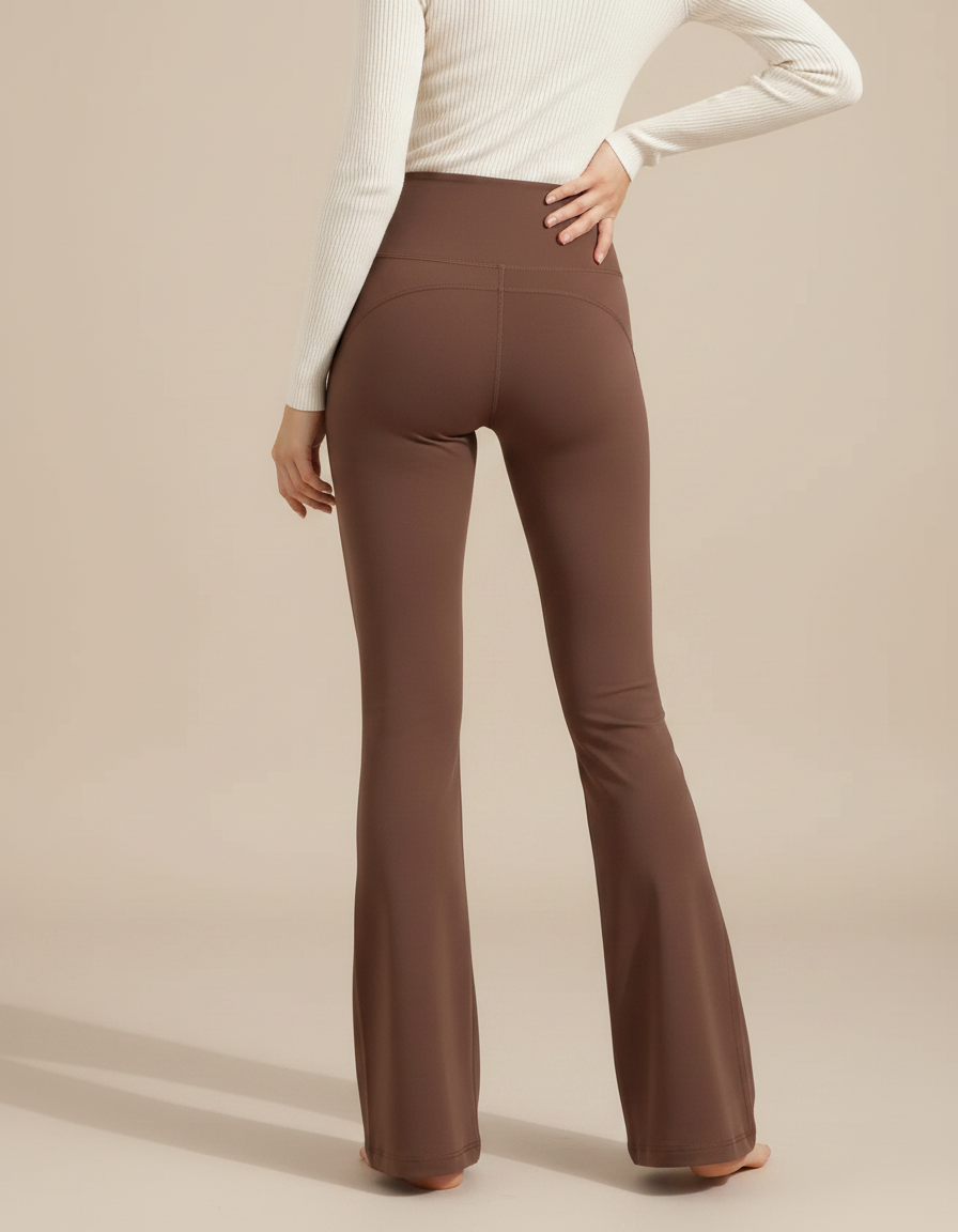 Pantalon Patte D'éléphant Femme Petite - Marron Polyester - vue 2