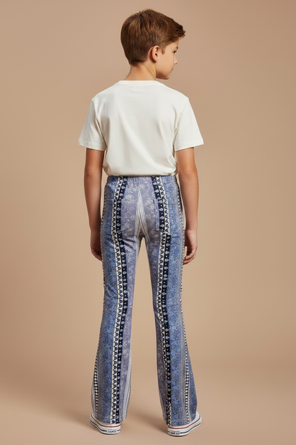 Pantalon Patte D'Éléphant Imprimé Bleu Élastique Ajusté Enfant - Polyester - vue 2