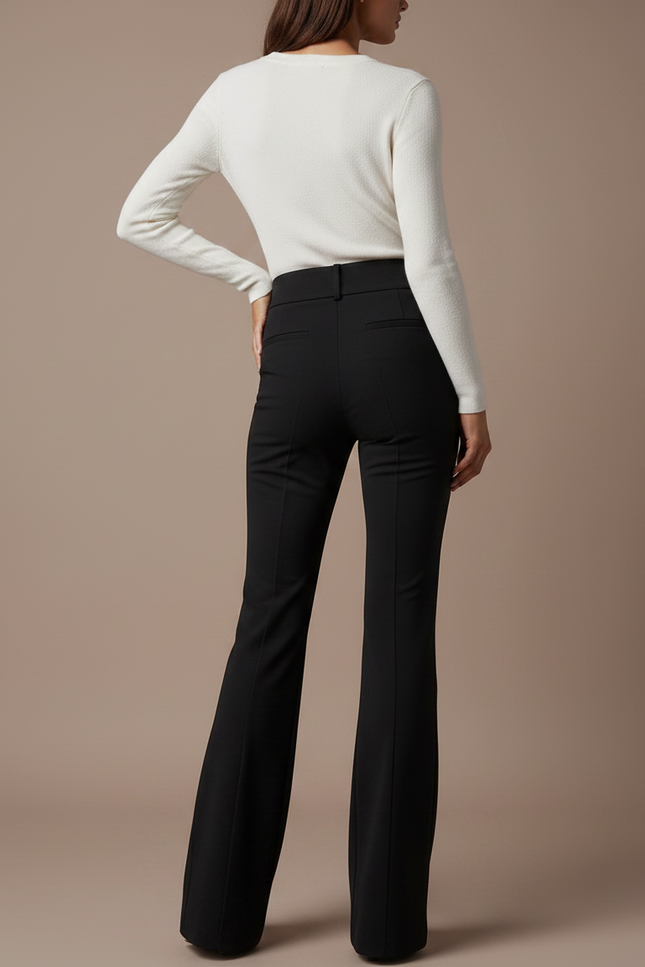 Pantalon Patte D'Éléphant Noir Taille Haute Évasé Fluide Femme - Polyester - vue 2