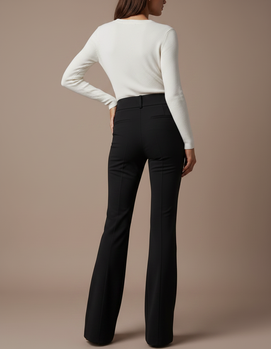 Pantalon Patte D'Éléphant Noir Taille Haute Évasé Fluide Femme - Polyester - vue 2