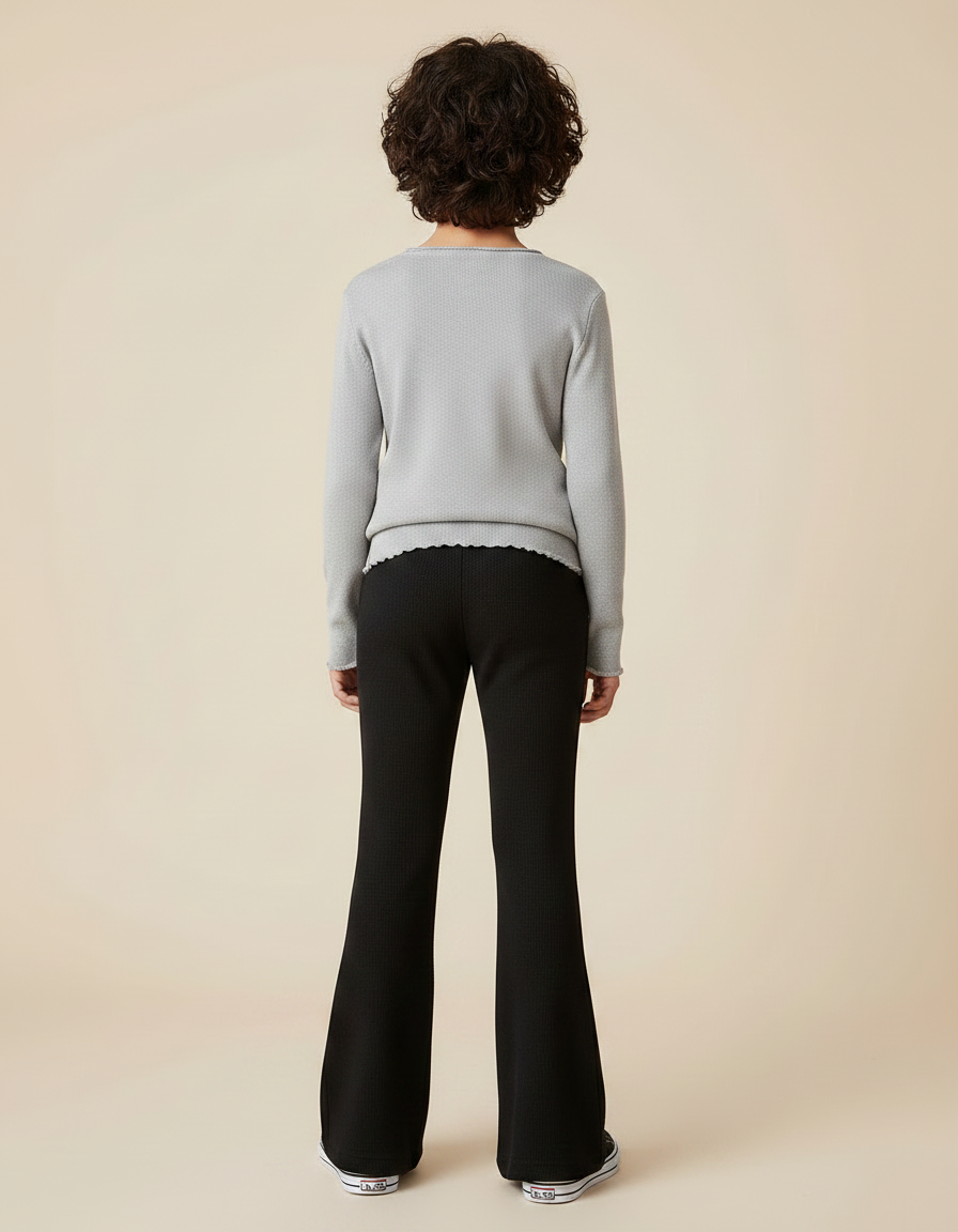 Pantalon Patte D'Éléphant Noir Côtelé Décontracté Enfant Garçons - Maille - vue 2