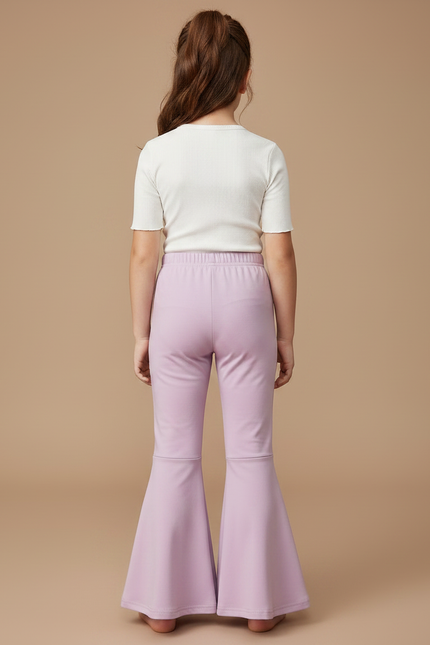Pantalon Patte D'Éléphant Lilas Élastique Confortable Fille - Violet Polyester - vue 2