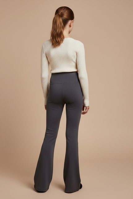 Pantalon Patte D'Éléphant Gris Évasé Confortable Enfant - Maille - vue 2