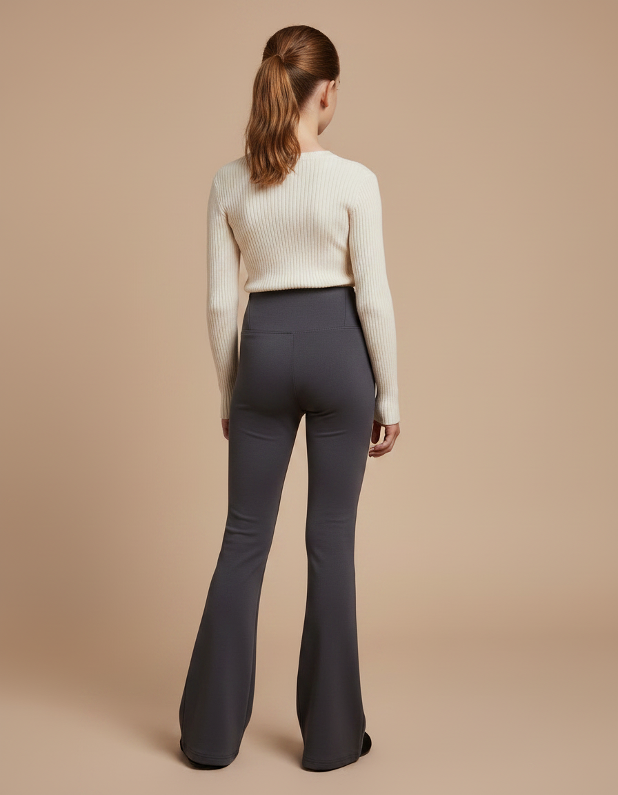 Pantalon Patte D'Éléphant Gris Évasé Confortable Enfant - Maille - vue 2