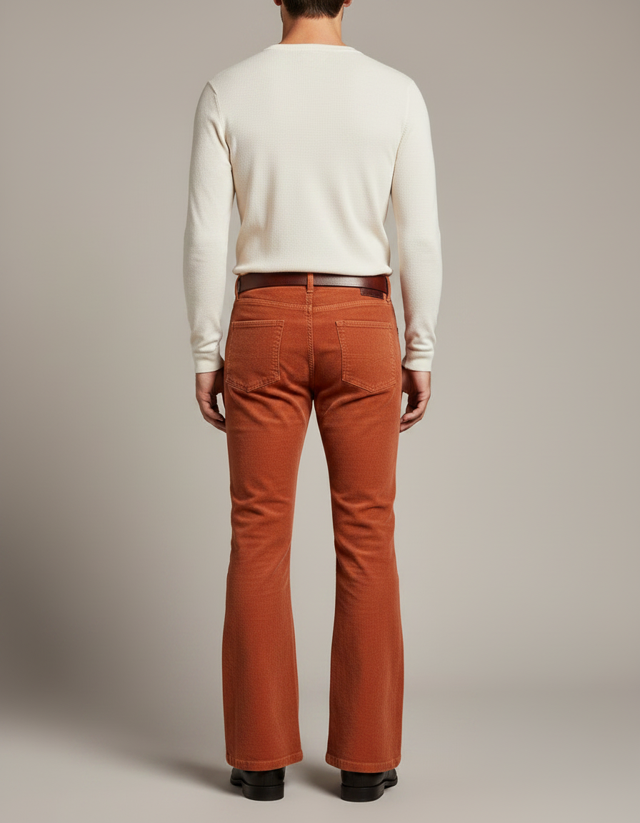 Pantalon Patte D'éléphant Vintage - Orange Cordé - vue 2
