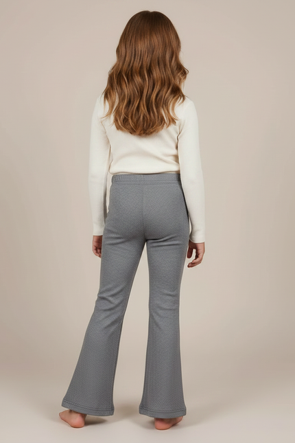 Pantalon Patte D'Éléphant Gris Côtelé Évasé Enfant - Maille - vue 2