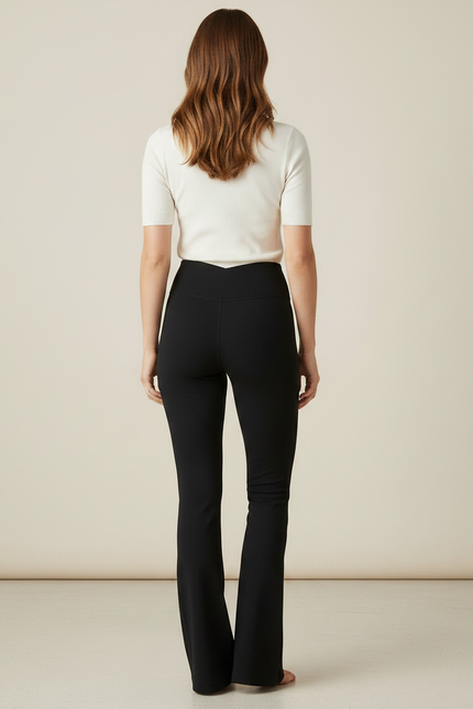 Pantalon Patte D'Éléphant Noir Côtelé Taille Haute Yoga - Maille - vue 2