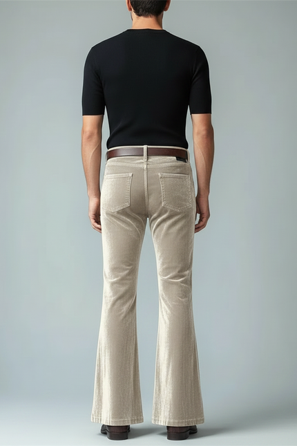 Pantalon Patte D'Éléphant Velours Beige Homme Décontracté - vue 2
