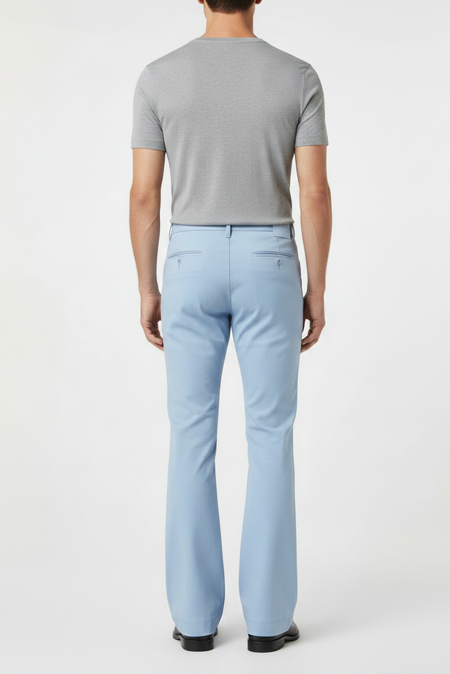 Pantalon Patte D'Éléphant Bleu Clair Stretch Élégant Homme - Polyester - vue 2