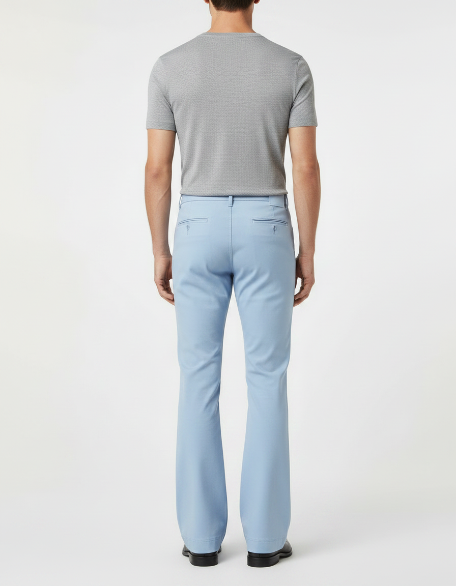 Pantalon Patte D'Éléphant Bleu Clair Stretch Élégant Homme - Polyester - vue 2
