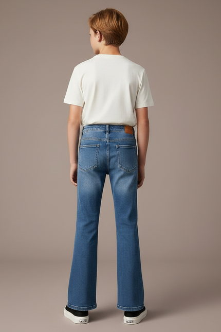 Pantalon Patte D'Éléphant Jean Bleu Denim Évasé Enfant - vue 2