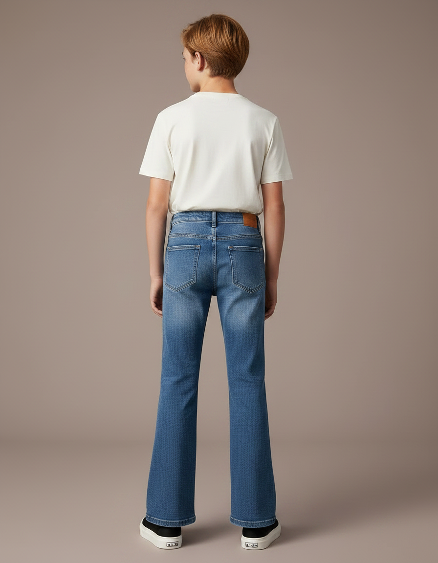 Pantalon Patte D'Éléphant Jean Bleu Denim Évasé Enfant - vue 2