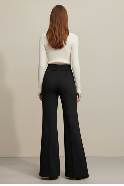 Pantalon Patte D'Éléphant Noir Taille Haute Confortable Ample - Maille - vue 2