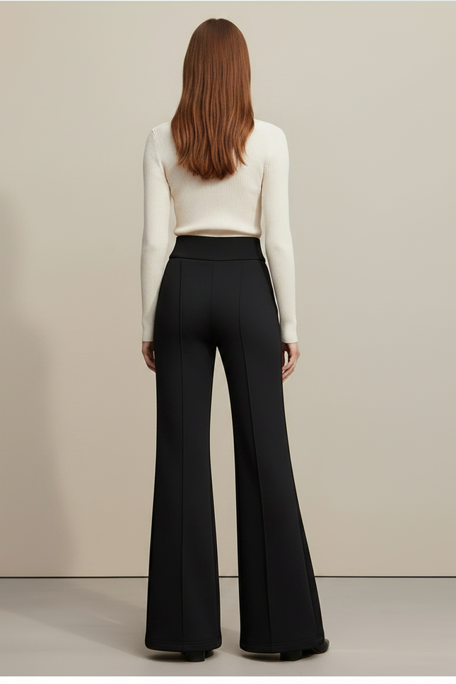Pantalon Patte D'Éléphant Noir Taille Haute Confortable Ample - Maille - vue 2
