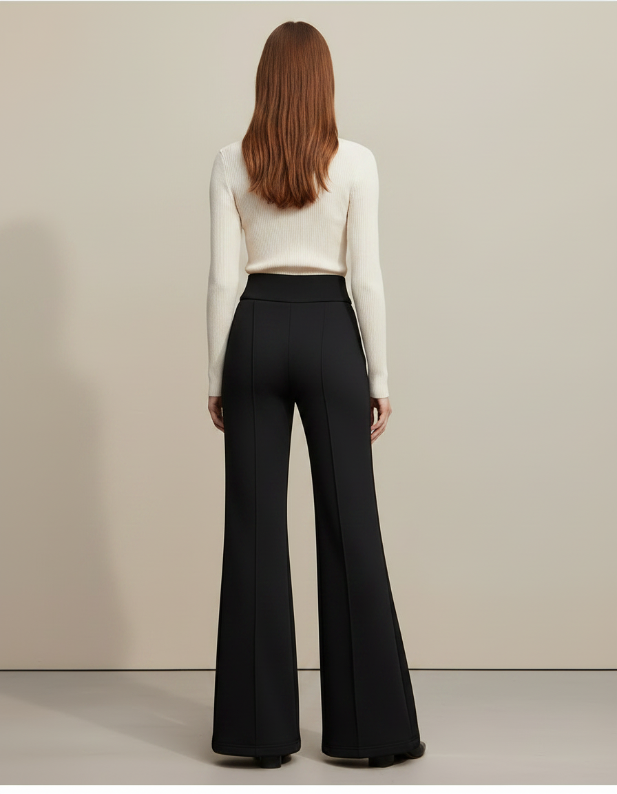 Pantalon Patte D'Éléphant Noir Taille Haute Confortable Ample - Maille - vue 2