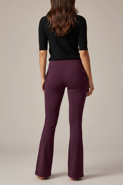 Pantalon Patte D'Éléphant Violet Cargo Yoga Évasé Sport - Polyester - vue 2