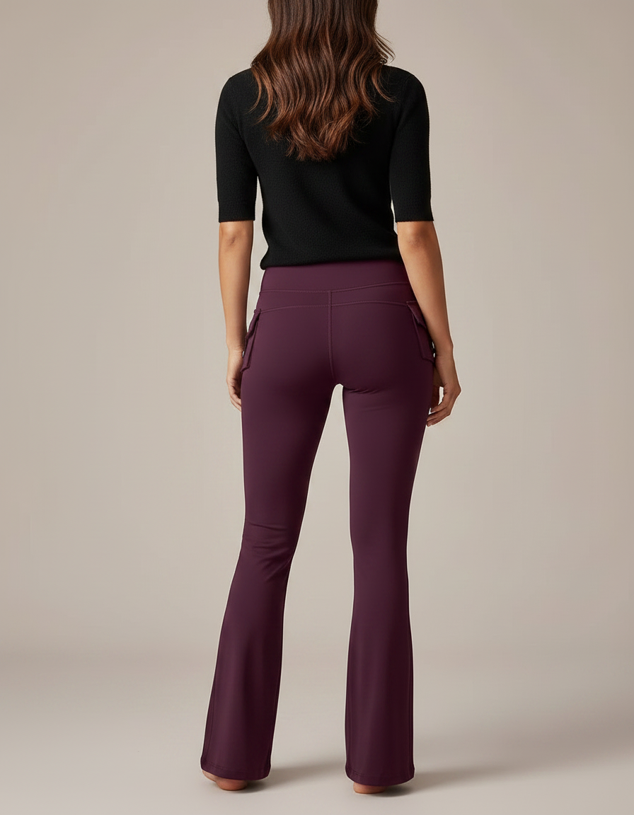 Pantalon Patte D'Éléphant Violet Cargo Yoga Évasé Sport - Polyester - vue 2