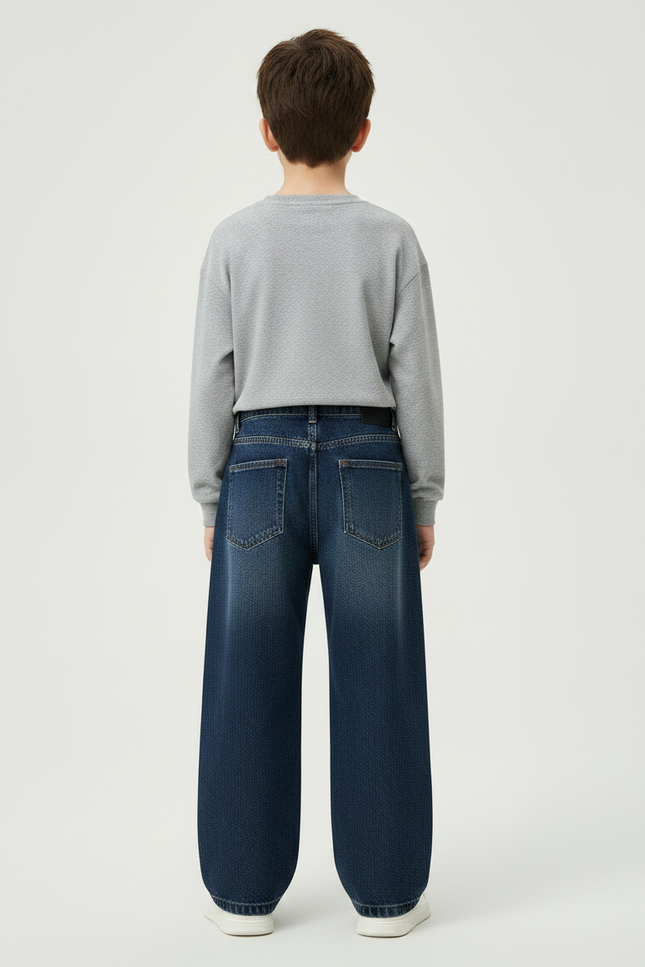 Pantalon Patte D'Éléphant Denim Bleu Ample Confortable Garçon - Jean - vue 2