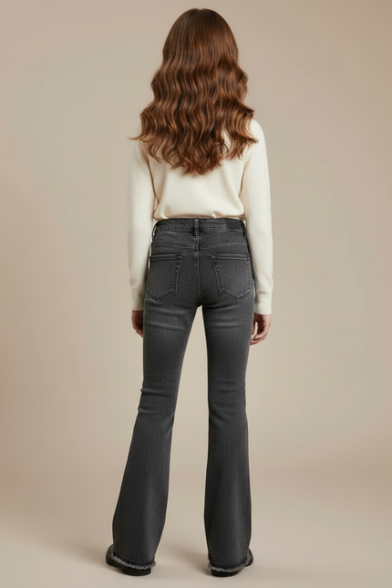 Pantalon Patte D'Éléphant Gris Taille Haute Évasé Enfant - Jean - vue 2