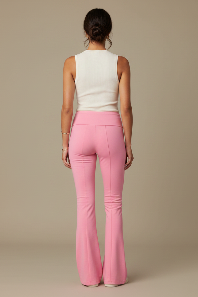 Pantalon Patte D'Éléphant Rose Taille Haute Évasé Confortable - Polyester - vue 2