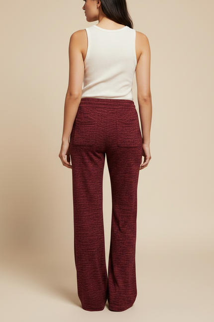 Pantalon Patte D'Éléphant Rouge Chiné Ample Décontracté Cordon - Molleton - vue 2