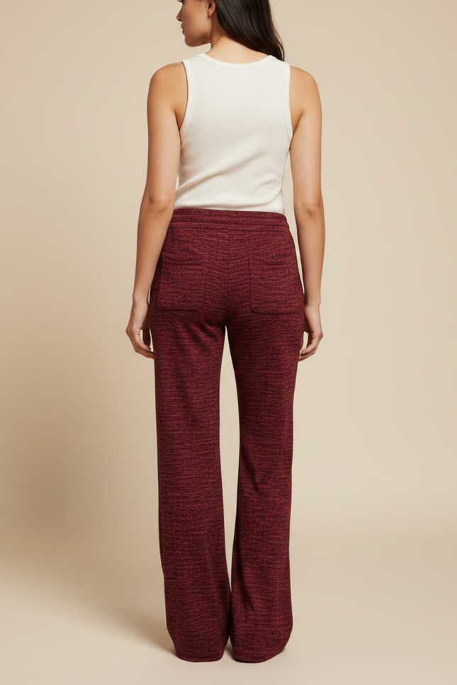 Pantalon Patte D'Éléphant Rouge Chiné Ample Décontracté Cordon - Molleton - vue 2