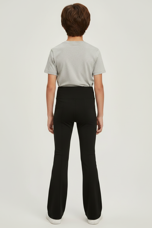 Pantalon Patte D'Éléphant Noir Taille Haute Uni Confortable - Polyester - vue 2
