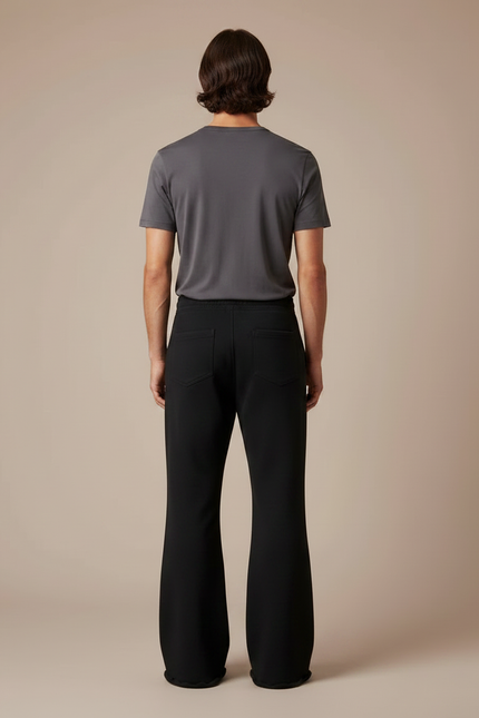 Pantalon Patte D'Éléphant Noir Imprimé Animal Ample Coton - Molleton - vue 2