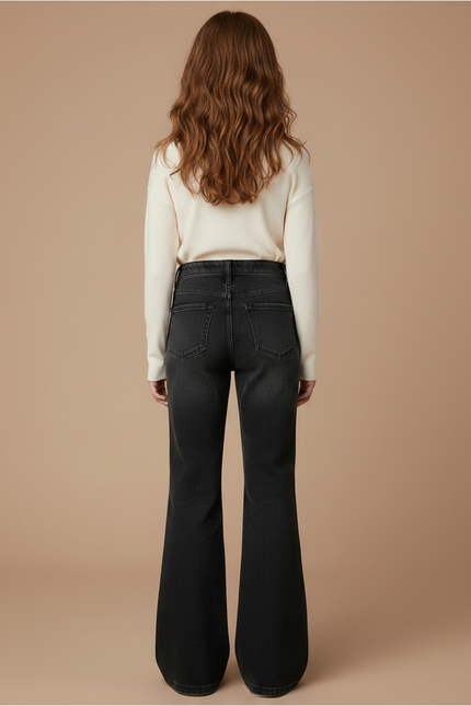 Pantalon Patte D'Éléphant Noir Denim Évasé Enfant - Jean - vue 2