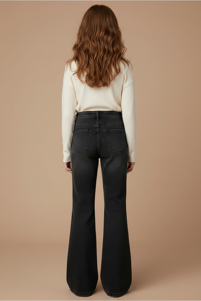 Pantalon Patte D'Éléphant Noir Denim Évasé Enfant - Jean - vue 2