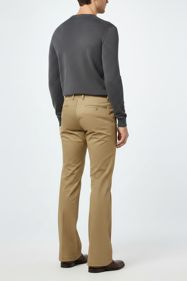 Pantalon Patte D'Éléphant Homme Beige Évasé Décontracté Classique - Gabardine - vue 2