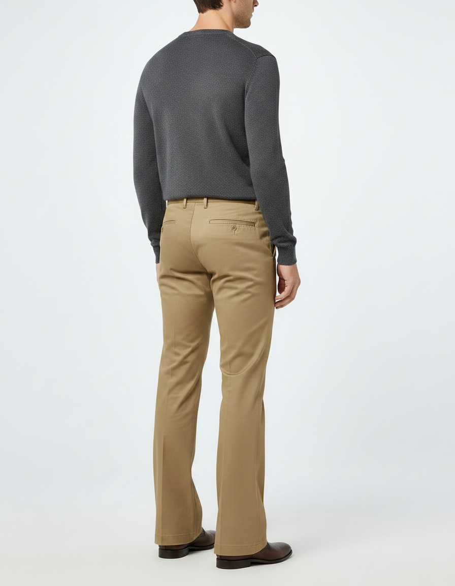 Pantalon Patte D'Éléphant Homme Beige Évasé Décontracté Classique - Gabardine - vue 2