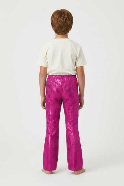 Pantalon Patte D'Éléphant Rose Fuchsia Pailleté Évasé Enfant - Polyester - vue 2