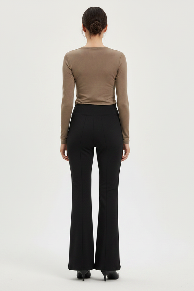 Pantalon Patte D'Éléphant Noir Évasé Taille Haute Confortable - Polyester - vue 2