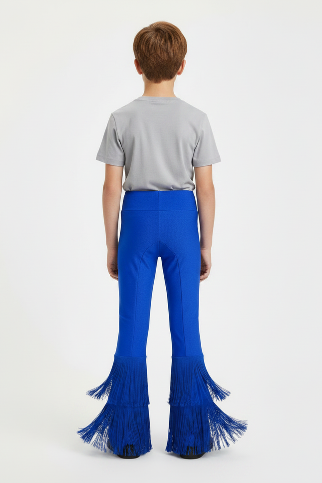 Pantalon Patte D'Éléphant Bleu Franges Danse Enfant - Maille - vue 2