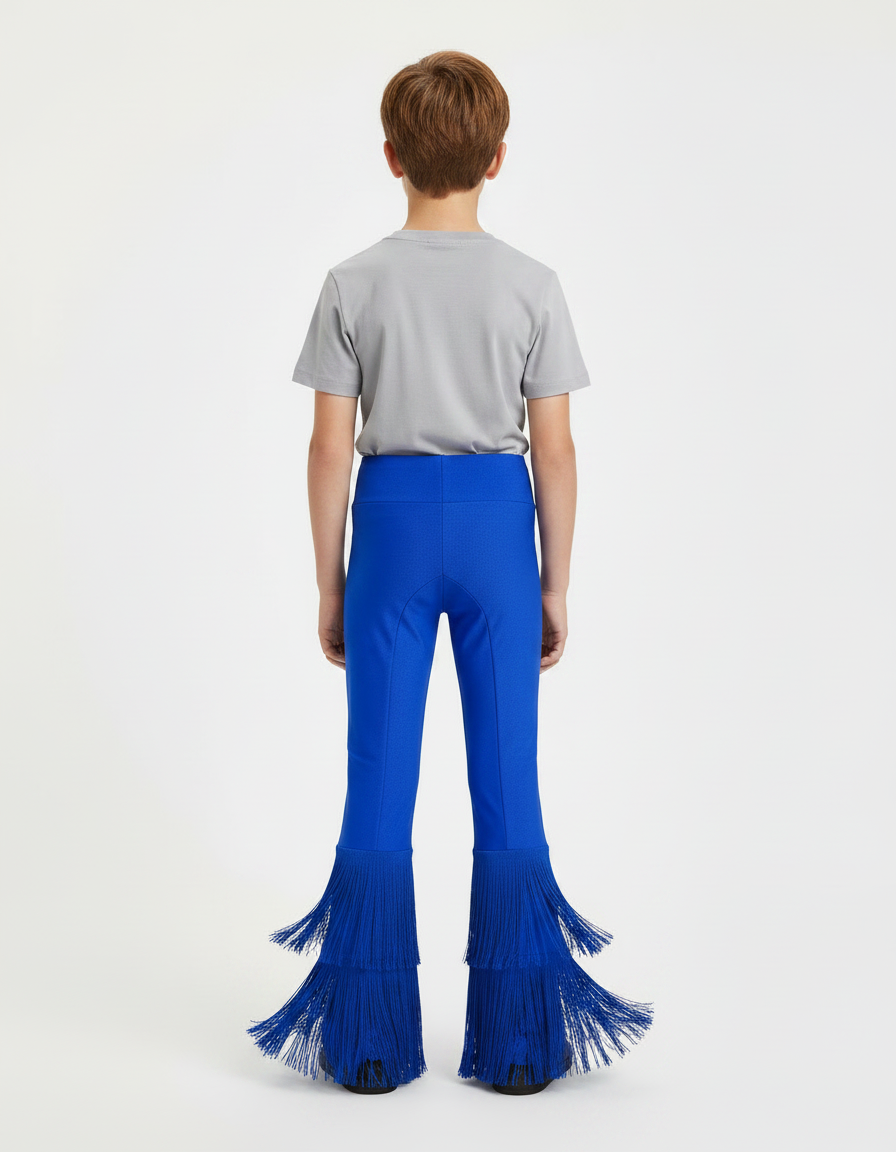 Pantalon Patte D'Éléphant Bleu Franges Danse Enfant - Maille - vue 2