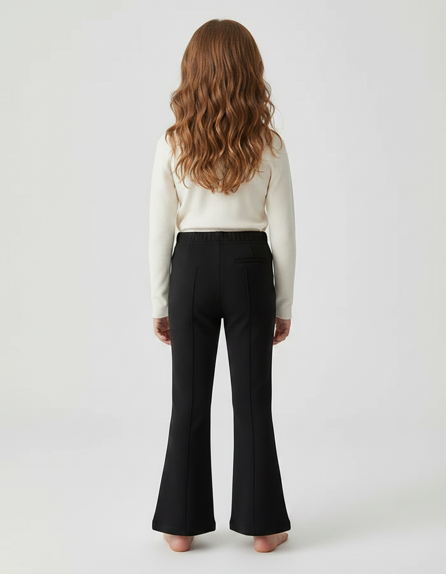Pantalon Patte D'Éléphant Noir Ajusté Confortable Enfant - Maille - vue 2