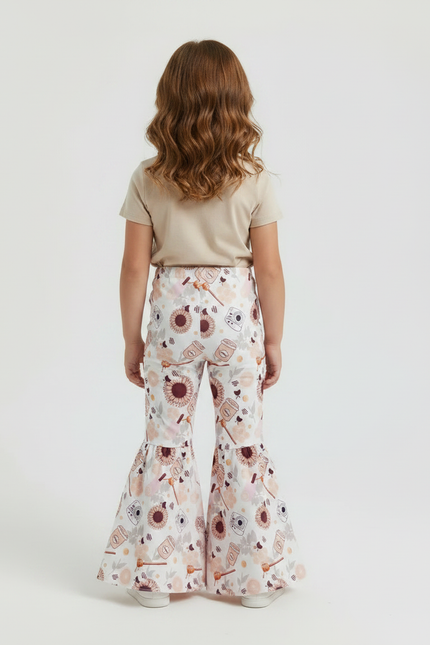 Pantalon Patte D'Éléphant Imprimé Floral Blanc Confortable Fille - Polyester - vue 2