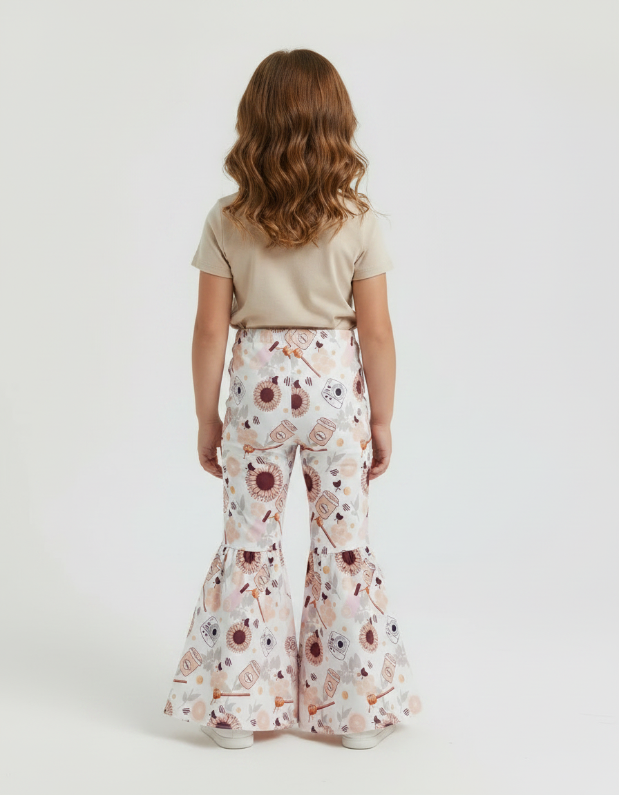 Pantalon Patte D'Éléphant Imprimé Floral Blanc Confortable Fille - Polyester - vue 2