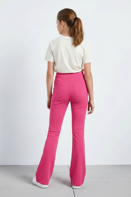 Pantalon Patte D'Éléphant Rose Vif Élastique Confortable Fille - Maille - vue 2