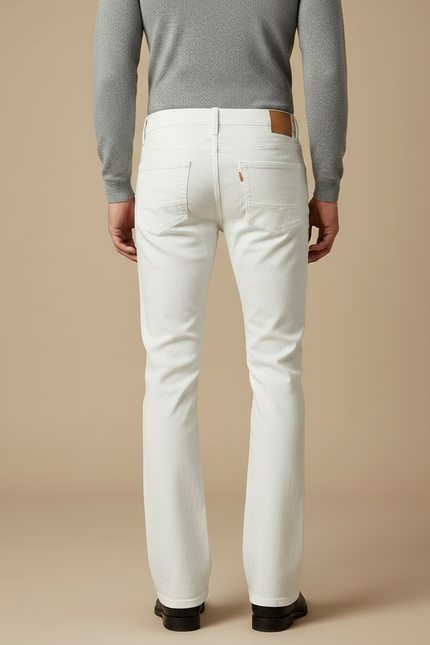Pantalon Patte D'Éléphant Blanc Jean Évasé Confortable Homme - vue 2