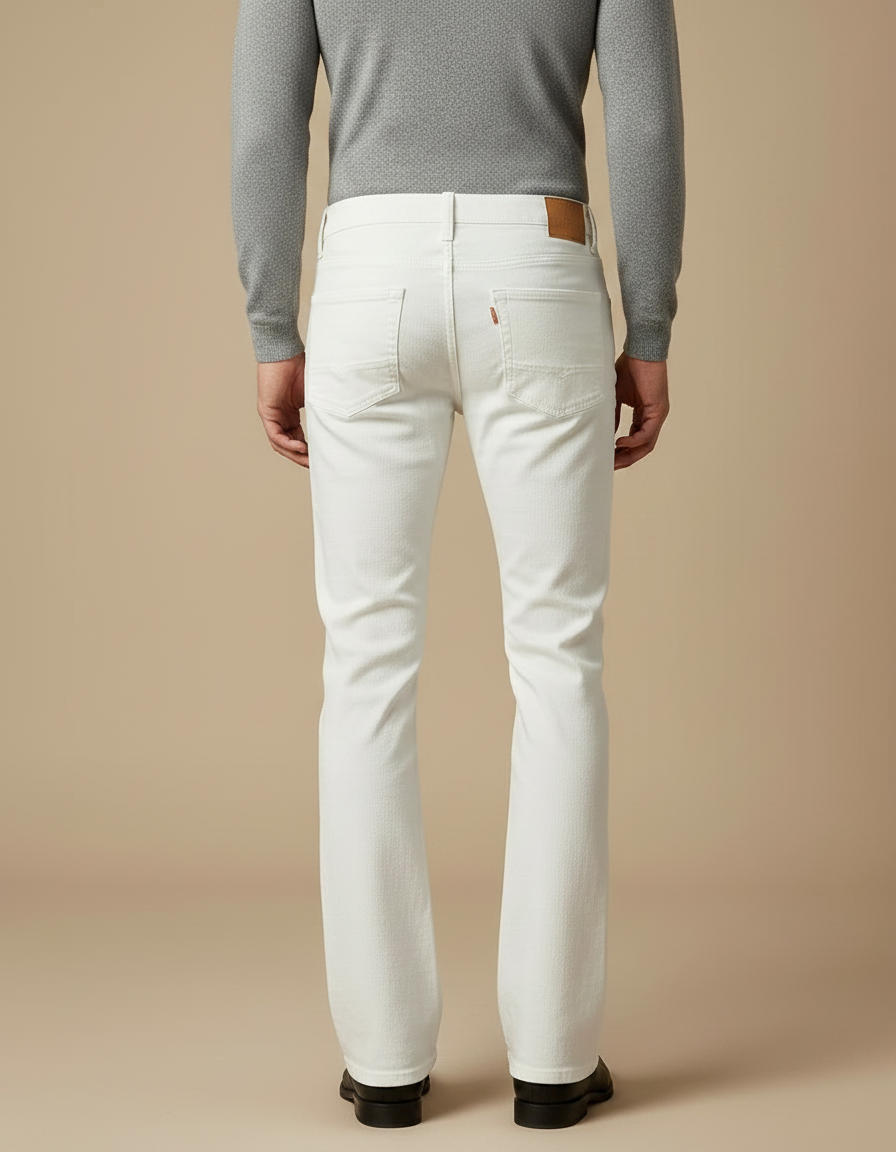 Pantalon Patte D'Éléphant Blanc Jean Évasé Confortable Homme - vue 2